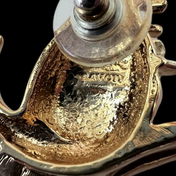 Vintage Avon Pin Brooch Gold Toned Kangaroo Joey And Flowers With Rhinestones - Picture 3 of 4